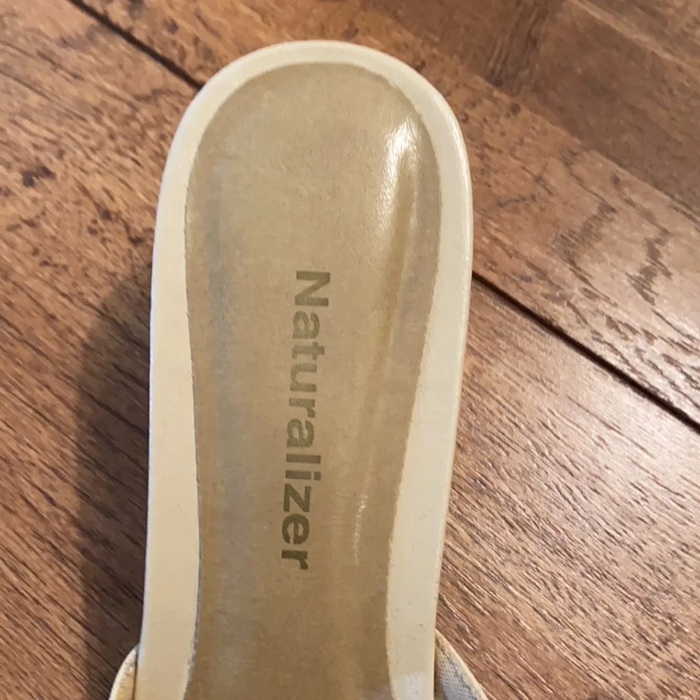 Cream Slide with Chunky Heels